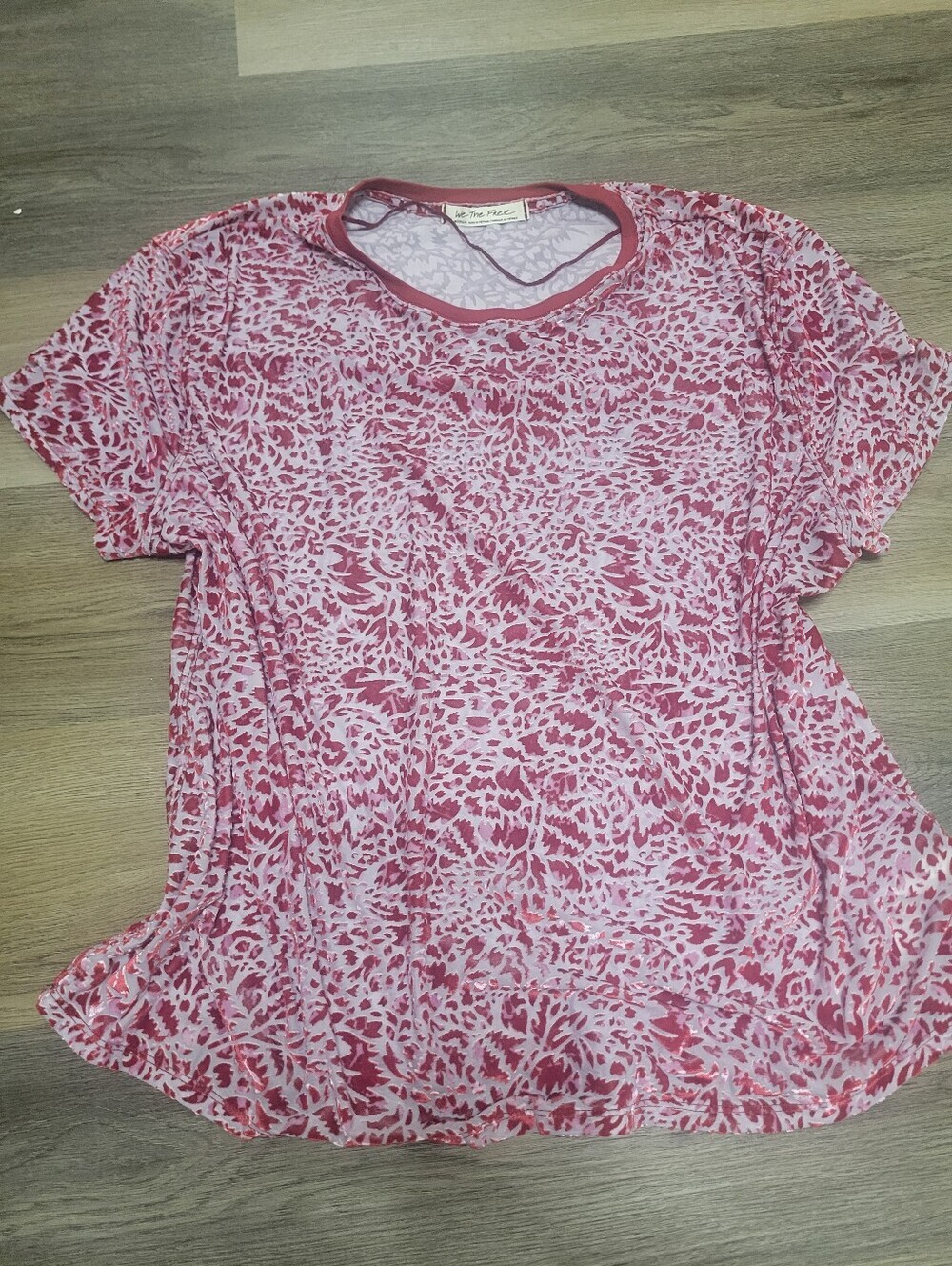 Free People Teddy T- Shirt Oversized Velour Berry/Pink Size M